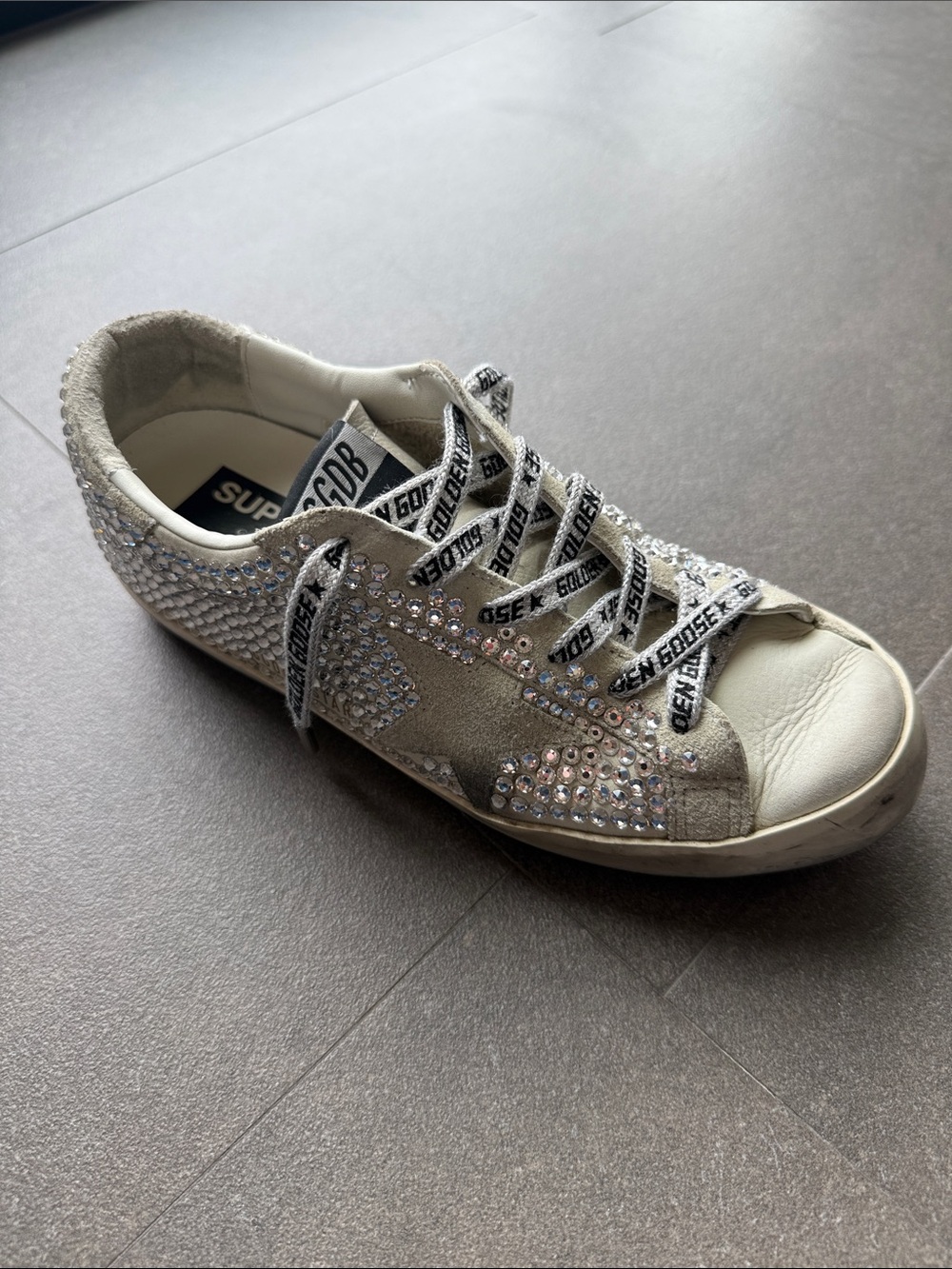 Golden Goose Black on Silver Branded Pair of Shoelaces - Picture 3 of 3